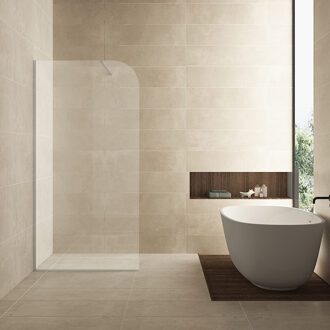 Wiesbaden Inloopdouche Wiesbaden Curvea 100x200 cm 8 mm Nano Helder Glas Chroom