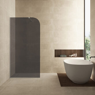 Wiesbaden Inloopdouche Wiesbaden Curvea 100x200 cm 8 mm Nano Rookglas Chroom