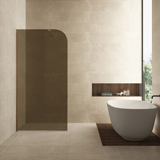 Wiesbaden Inloopdouche Wiesbaden Curvea 100x200 cm 8 mm Nano Vintage Brons Glas