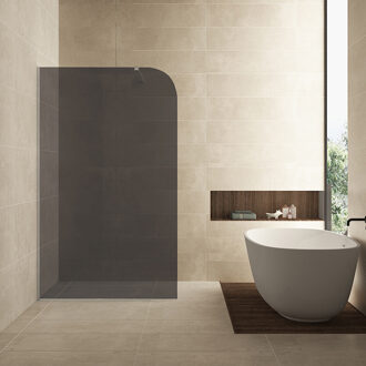 Wiesbaden Inloopdouche Wiesbaden Curvea 120x200 cm 8 mm Nano Rookglas Chroom