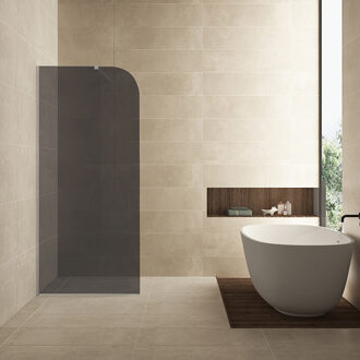 Wiesbaden Inloopdouche Wiesbaden Curvea 80x200 cm 8 mm Nano Rookglas Chroom