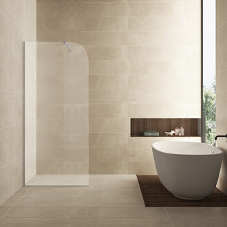 Wiesbaden Inloopdouche Wiesbaden Curvea 90x200 cm 8 mm Nano Helder Glas Chroom
