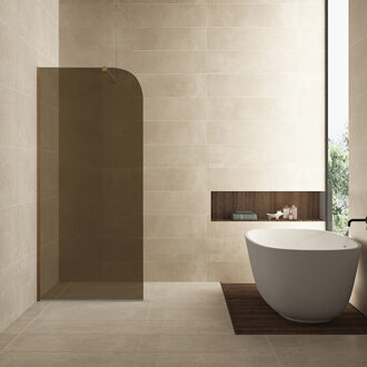 Wiesbaden Inloopdouche Wiesbaden Curvea 90x200 cm 8 mm Nano Vintage Brons Glas