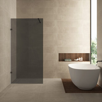 Wiesbaden Inloopdouche Wiesbaden Less 120x200 cm 8 mm Nano Rookglas Mat Zwart