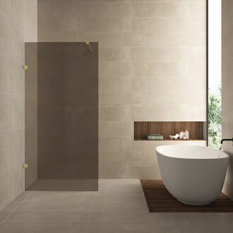 Wiesbaden Inloopdouche Wiesbaden Less 120x200 cm 8 mm Nano Vintage Brons Glas Geborsteld Messing