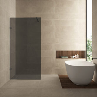 Wiesbaden Inloopdouche Wiesbaden Less 80x200 cm 8 mm Nano Rookglas Gunmetal