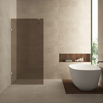 Wiesbaden Inloopdouche Wiesbaden Less 80x200 cm 8 mm Nano Vintage Brons Glas Geborsteld Staal RVS