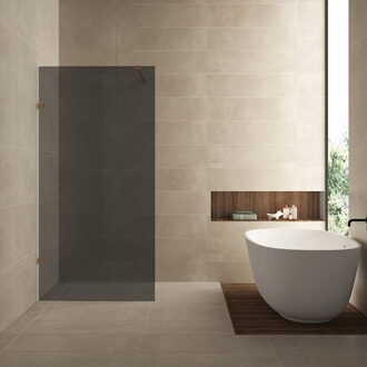 Wiesbaden Inloopdouche Wiesbaden Less 90x200 cm 8 mm Nano Rookglas Geborsteld Brons Koper