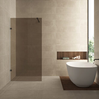 Wiesbaden Inloopdouche Wiesbaden Less 90x200 cm 8 mm Nano Vintage Brons Glas Mat Zwart