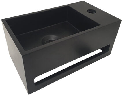 Wiesbaden Julia - Fontein - Rechts - 35x20x16cm - Solid Surface Mat Zwart