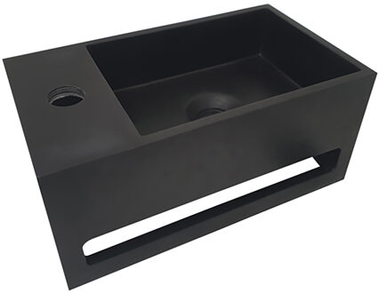 Wiesbaden Julia Mat Zwart Fontein Links 35x20x16cm Solid Surface