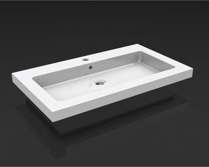Wiesbaden Kera Wastafel Enkel met 1 Kraangat - 60x46x5cm - Keramiek - Glans Wit
