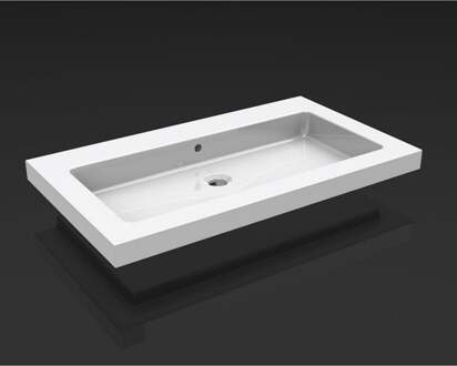 Wiesbaden Kera Wastafel Enkel zonder Kraangat - 60x46x5cm - Keramiek - Glans Wit