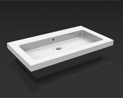 Wiesbaden Kera Wastafel Enkel zonder Kraangat - 80x46x5cm - Keramiek - Glans Wit