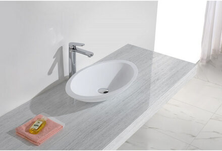 Wiesbaden Kim Waskom Ovaal - 59x35x11cm - Solid Surface - Mat Wit