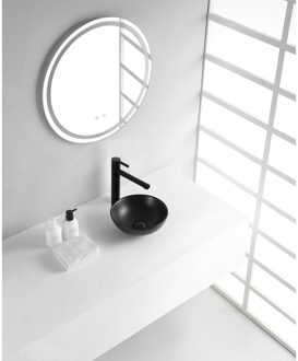 Wiesbaden Kimo Waskom Rond - 28x10cm - Keramiek - Mat Zwart