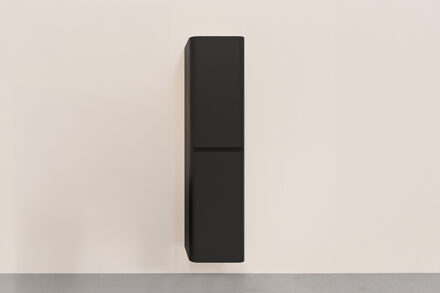 Wiesbaden Kolomkast Wiesbaden Novira 160x40x35 cm Afgeronde Hoeken Geribbeld Mat Zwart