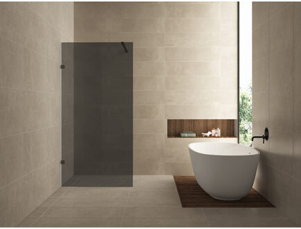 Wiesbaden Less Inloopdouche - 1000x2000x8mm - Nano Rookglas Glas - Mat Zwart