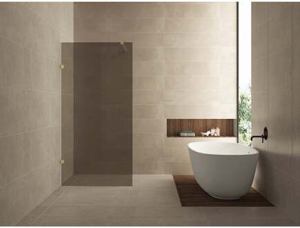 Wiesbaden Less Inloopdouche - 1000x2000x8mm - Nano Vintage Brons Glas - Geborsteld Messing