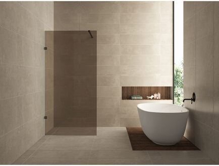 Wiesbaden Less Inloopdouche - 1200x2000x8mm - Nano Vintage Brons Glas - Mat Zwart