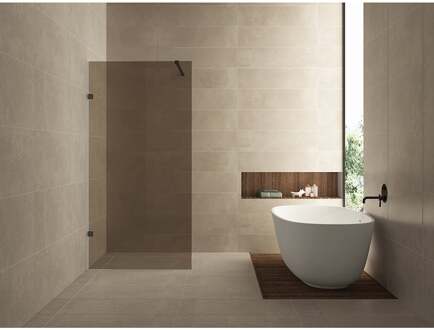 Wiesbaden Less Inloopdouche - 800x2000x8mm - Nano Vintage Brons Glas - Mat Zwart