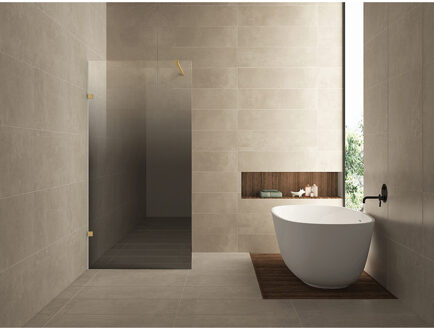 Wiesbaden Less Inloopdouche Links - 1000x2000x8mm - Nano Spiegelrook naar Helder Glas - Geborsteld Messing