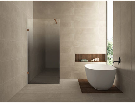 Wiesbaden Less Inloopdouche Links - 1200x2000x8mm - Nano Spiegelrook naar Helder Glas - Geborsteld Brons Koper