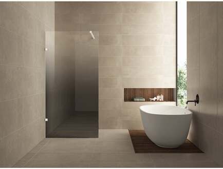 Wiesbaden Less Inloopdouche Links - 800x2000x8mm - Nano Spiegelrook naar Helder Glas - Mat Wit