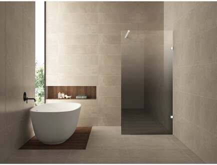 Wiesbaden Less Inloopdouche Rechts - 1000x2000x8mm - Nano Spiegelrook naar Helder Glas - Mat Wit