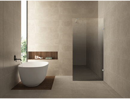 Wiesbaden Less Inloopdouche Rechts - 1200x2000x8mm - Nano Spiegelrook naar Helder Glas - Geborsteld Staal