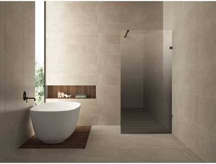 Wiesbaden Less Inloopdouche Rechts - 1200x2000x8mm - Nano Spiegelrook naar Helder Glas - Mat Wit