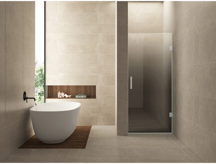 Wiesbaden Less Nisdeur - 700x2000x8mm - Nano - Spiegelrook naar Helder Glas - Chroom