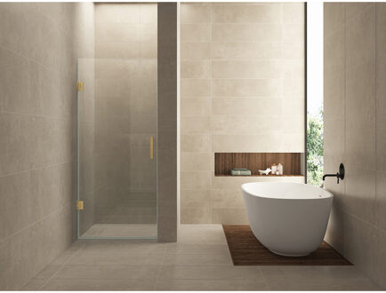 Wiesbaden Less Nisdeur - 800x2000x8mm - NANO - Helder Glas/Geborsteld Messing