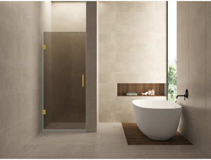 Wiesbaden Less Nisdeur - 800x2000x8mm - Nano Vintage Brons Glas - Geborsteld Messing