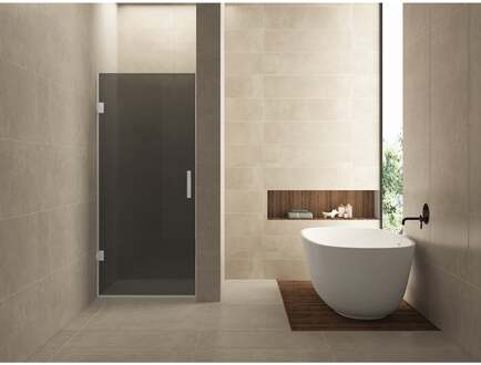 Wiesbaden Less Nisdeur - 900x2000x8mm - Nano - Rookglas - Geborsteld Staal