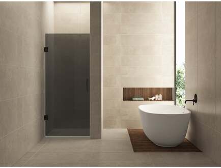 Wiesbaden Less Nisdeur - 900x2000x8mm - Nano - Rookglas - Mat Zwart