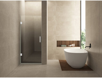 Wiesbaden Less Nisdeur Links - 800x2000x8mm - Nano - Spiegelrook naar Helder Glas - Mat Wit