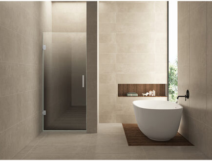 Wiesbaden Less Nisdeur Links - 900x2000x8mm - Nano - Spiegelrook naar Helder Glas - Chroom