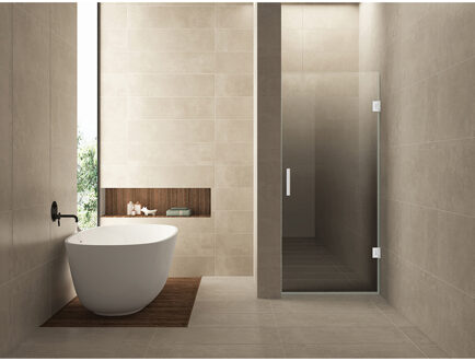 Wiesbaden Less Nisdeur Rechts - 700x2000x8mm - Nano - Spiegelrook naar Helder Glas - Mat Wit