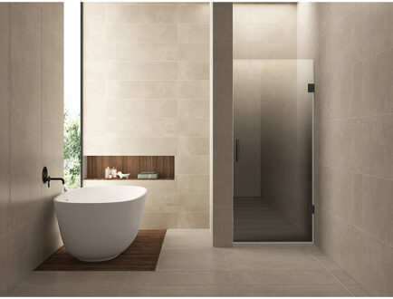 Wiesbaden Less Nisdeur Rechts - 900x2000x8mm - Nano - Spiegelrook naar Helder Glas - Gunmetal