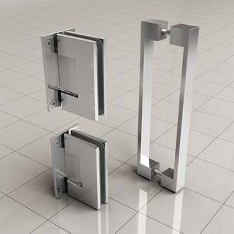 Wiesbaden Less Scharnierset en Greep voor Profielloze Nisdeur - Chroom