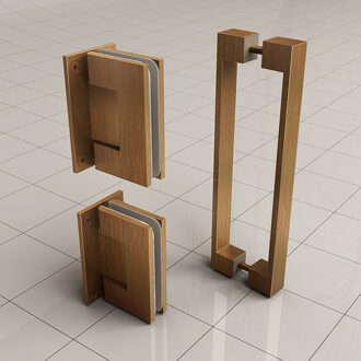 Wiesbaden Less Scharnierset en Greep voor Profielloze Nisdeur - Geborsteld Brons Koper