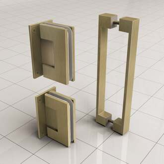 Wiesbaden Less Scharnierset en Greep voor Profielloze Nisdeur - Geborsteld Messing