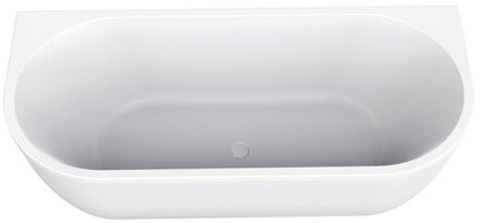 Wiesbaden Liora half vrijstaand ligbad 180 x 80 cm acryl mat wit met waste mat wit 21.3672 Wit mat