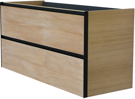 Wiesbaden Lotus Onderkast Met 2 Laden - 100x45.2cm - Naturel Eik/Mat Zwart