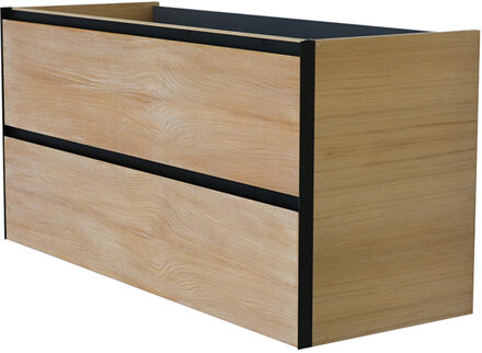 Wiesbaden Lotus Onderkast Met 2 Laden 2 Uitsparingen - 120x45.2cm - Naturel Eik/Mat Zwart