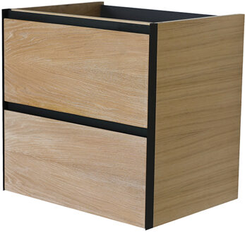 Wiesbaden Lotus Onderkast Met 2 Laden - 60x45.2cm - Naturel Eik/Mat Zwart