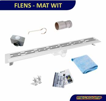 Wiesbaden Mat Witte RVS Douchegoot Flens met Uitneembaar Sifon 30x7cm 6,7cm Diep MAT WIT ROOSTER