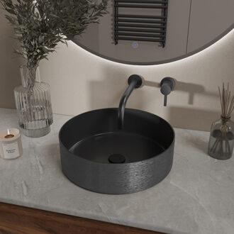 Wiesbaden Mondri Waskom Rond - 36x36x12cm - Mat Zwart/Gunmetal
