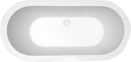 Wiesbaden Nero vrijstaand acryl ligbad 178 x 80 + waste zwart/wit